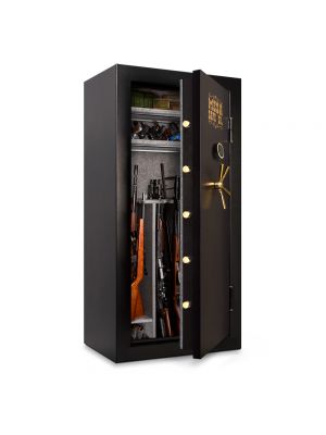 Mesa Safe MBF7236 Gun Safe features adjustable gun shelving that holds up 42 rifles