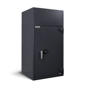 AMSEC BWB4025FLR B-Rate Rear Loading Depository Safe shown with UL Listed Group II key changeable combination lock