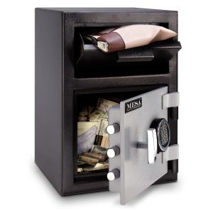 Mesa Safe MFL2014 Depository Safe features a large front-loading mailbox style deposit drop