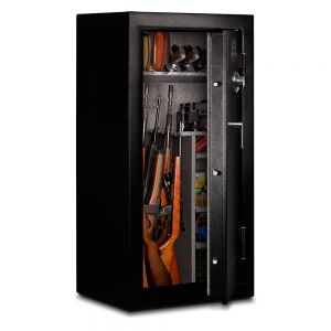 Mesa Safe MGL24 30 Minute Fire Gun Safe features adjustable gun shelving that holds up to 24 rifles